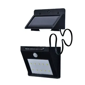 Lampu Dinding Panel Surya Terpisah, Lampu Keamanan Sensor Gerakan Tahan Air 10 LED dengan Kabel Ekstensi 8 Inci untuk Dalam Ruangan/Taman/Pagar