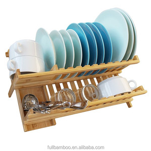 <span class=keywords><strong>Escurridor</strong></span> de Platos y Organizador de Utensilios de Bambú Multifuncional de Doble Nivel <span class=keywords><strong>Plegable</strong></span> para Encimera - Product Image 1