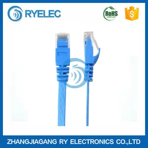 RY-02009 CAT6 UTP de alta velocidad ultra delgado plano flexible chapado en Oro rj45 cable de red ethernet