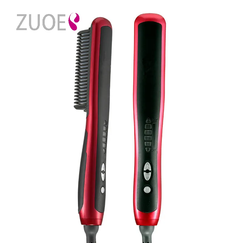 Escova de cabelo elétrica multifuncional, cores diferentes com pente alisador de temperatura