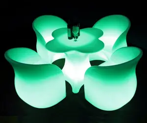 Luxury Modern <strong>Bar</strong> <strong>Set</strong> with LED Chairs Tables-Portable Waterproof <strong>Outdoor</strong> Furniture for Events Parties Night Clubs &amp; Home Gardens - Product Image 1
