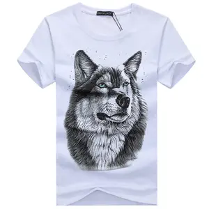 Camiseta de manga curta masculina, tamanho grande, verão, novo, elegante, 3d, wolf head, 2022
