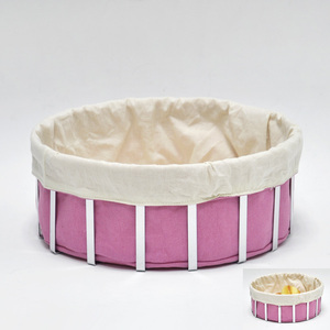 Cesta de pan rectangular francesa de lona de 2 tonos rosa elegante - Product Image 3