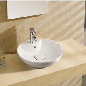 Lavabo Redondo de Cerámica para Montar en Mesa, con Grifo Individual, Diseño Elegante, Hecho en China - Product Image 1