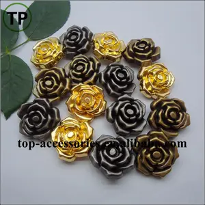 Metal color plastic plating rose flower button for woman coat