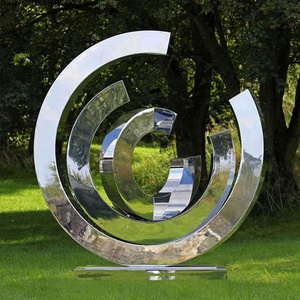 Escultura Moderna Abstracta de Gran Tamaño para Exteriores, Espejo de Acero Inoxidable Pulido, Decoración de Arte Público para Jardín, Parque o Plaza - Product Image 2