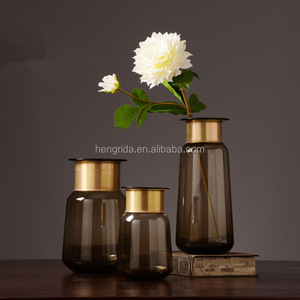 Nuovo vaso di vetro fiore di lusso in stile Ins con anello di metallo intorno al collo <span class=keywords><strong>Color</strong></span> <span class=keywords><strong>oro</strong></span> fatto a mano - Product Image 4