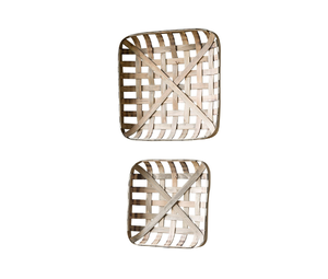Set di 2 Grandi Cesti in Legno Stile Rustico Farmhouse per Decorazione Murale - Product Image 2