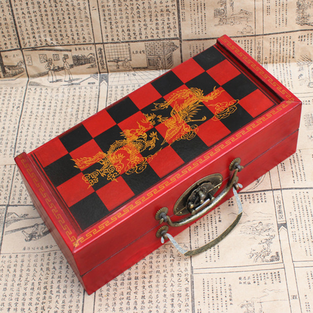 29x16x 9.5cmビンテージ木制折りたたみチェス盤アンティーク