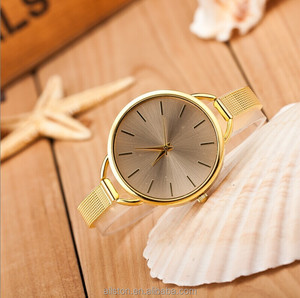 Montre à Quartz pour femmes, ceinture en maille, plaqué or, grand cadran fin, robe-bracelet de luxe, collection 2017 - Product Image 3