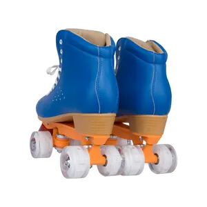 高品质铝框架 4 PU 轮皮带蓝色便宜四 Roller skates 2 轮前轮 Skates 鞋