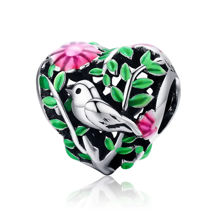 Vogel In De Bossen Bead Charm Qings 925 Sterling Zilveren Bedel Voor Armband