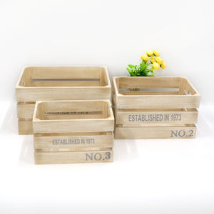 Lot de 3 boîtes <span class=keywords><strong>à</strong></span> <span class=keywords><strong>pommes</strong></span> en bois bon marché en paulownia de style vintage Vente en gros <span class=keywords><strong>à</strong></span> vendre - Product Image 2