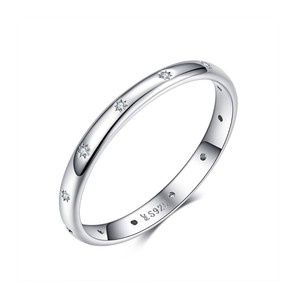 Anello in <span class=keywords><strong>argento</strong></span> Sterling 925 da donna semplice anello di moda placcato in platino stile classico per Anniversary-SCR546 regalo - Product Image 5