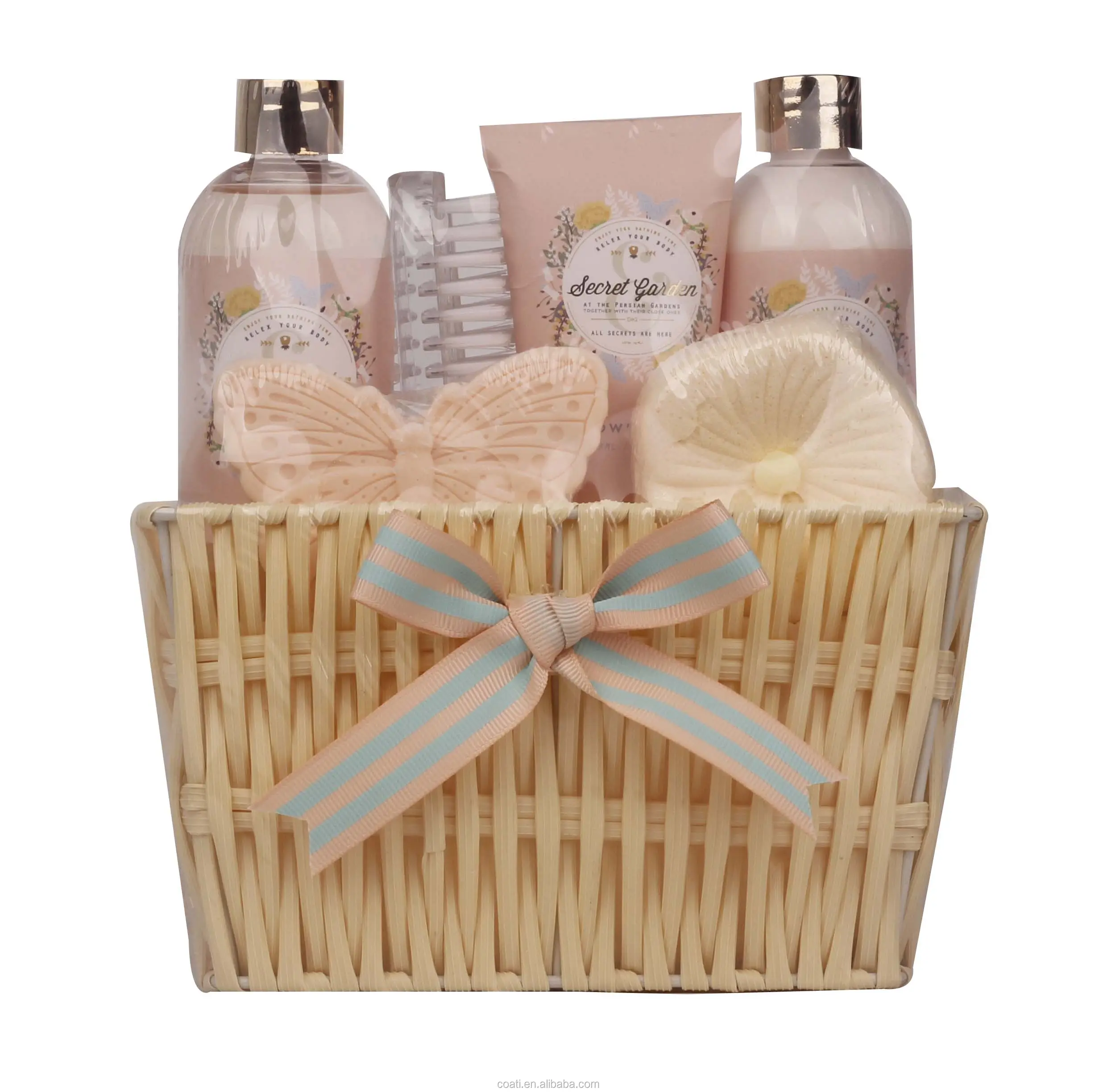2022 plastic basket bath set promotion bath and body shower gel set spa kit for Mother's day