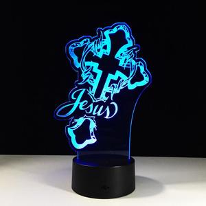 Lampu Malam Desain Yesus Kualitas Tinggi Lampu Malam LED 3D Yesus untuk Dekorasi Kamar Orang Kristen Lampu Samping Tempat Tidur - Product Image 4