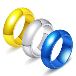 6.8mm 남자/여자 금/파랑/는 색깔 스테인리스 미국 크기를 위한 고전적인 결혼 반지