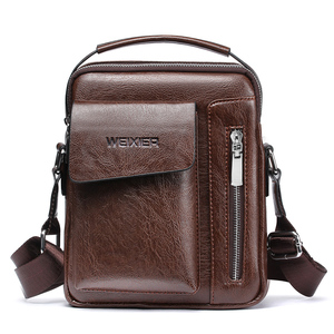 Sac bandoulière messager vintage en cuir PU personnalisé pour homme, vente en gros - Product Image 5