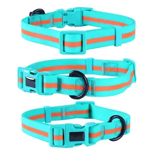 Collar de PVC respetuoso con el medio ambiente para perro, Correa y hebilla de Metal de oro rosa para caza al aire libre - Product Image 1