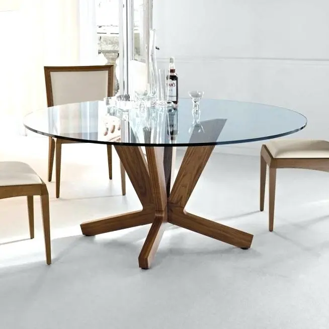 En iyi fiyat yeni tasarım yemek odası mobilyası toptan cam yemek masası