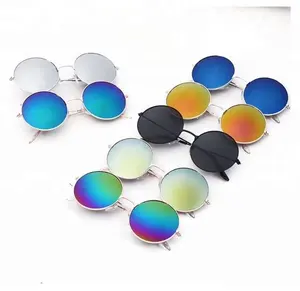 <span class=keywords><strong>Occhiali</strong></span> <span class=keywords><strong>da</strong></span> <span class=keywords><strong>sole</strong></span> rotondi Steampunk Hippie in metallo <span class=keywords><strong>da</strong></span> uomo con lenti a specchio UV400 di nuovo arrivo - Product Image 1