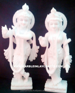 Statue Krishna en marbre blanc, magnifique et - Product Image 1