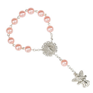 NX0055 Huilin gioielli bambini cattolici braccialetto battezzato 8mm perle imitazione <span class=keywords><strong>con</strong></span> <span class=keywords><strong>angelo</strong></span> ciondolo Gesù rosario <span class=keywords><strong>bracciale</strong></span> - Product Image 1