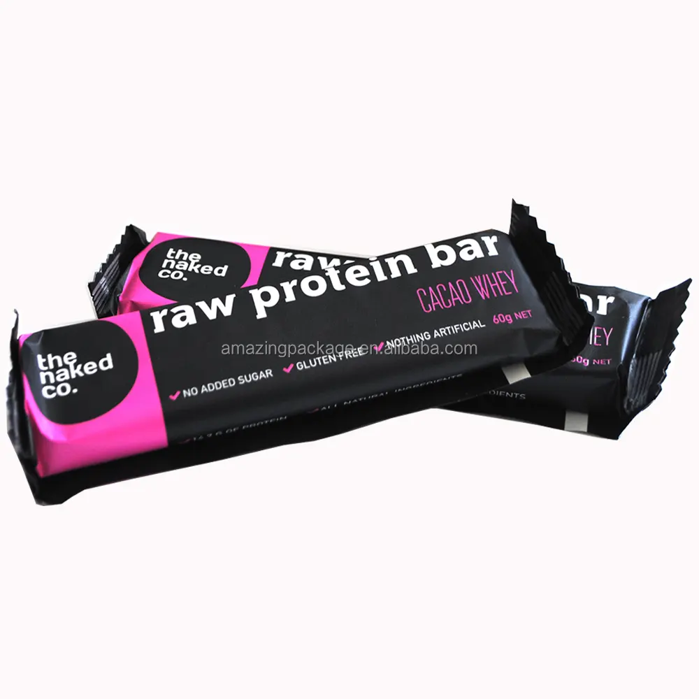 custom print heat seal chocolate bar packaging /protein bar wrapper packaging