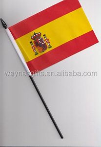 Bandera de mano de <span class=keywords><strong>España</strong></span> con impresión digital de poliéster 100D personalizada con poste disponible en varios tamaños - Product Image 4