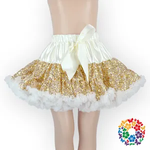 2019 花式裙子顶部设计婴儿黄金亮片衬裙正常质量舞蹈 Petti 裙子为女婴批发泡泡裙子