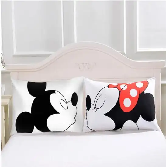 Sevimli Mickey Mouse yastık kılıfı beyaz çift severler hediye yastık atmak yastık kılıfı ev yatak odası iki çift yastıklar