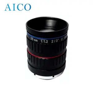 大口径F/NO 1:1.2手動アイリス5メガピクセル低歪みなし5mp 25mm F1.2cマウント産業用cctvレンズ2/3 "センサー用