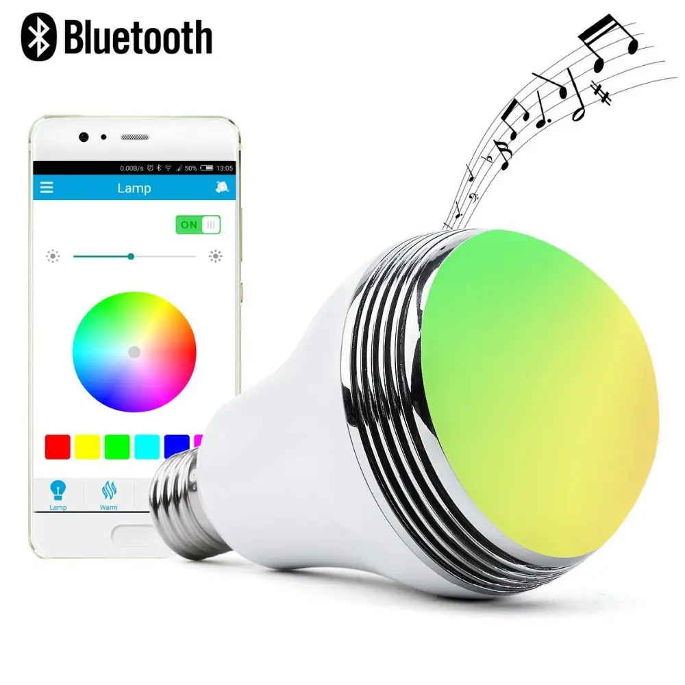 Good Quality 6W Smart APP Controlled LED Multicolor Lighting Built-in Audio Speaker RGBW Remote Control Color Changing LED Blub