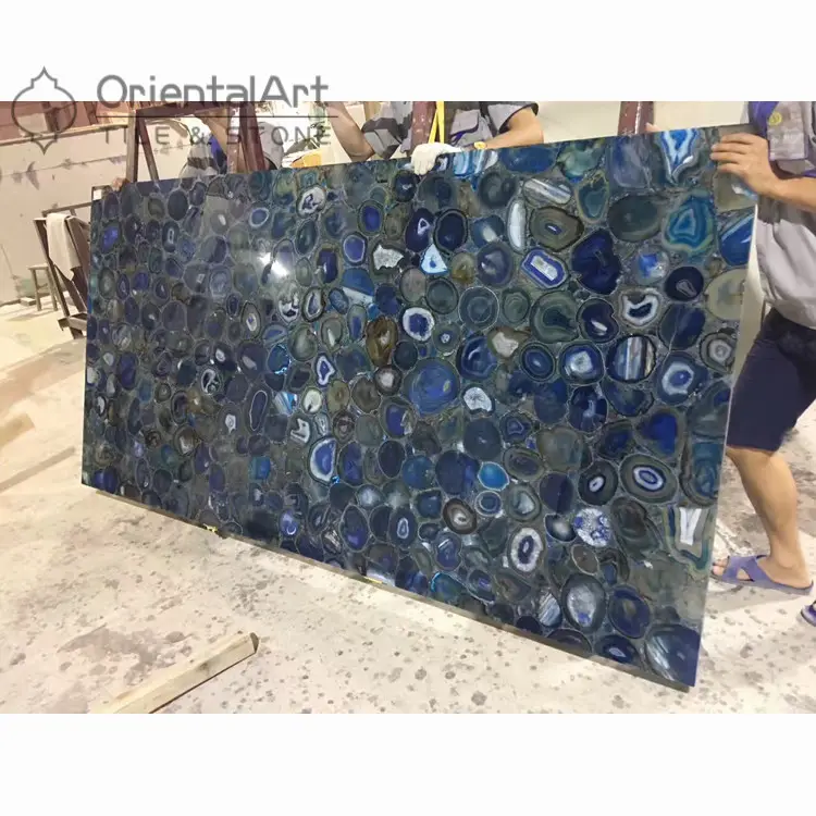 Factory price wholesale blue agate geode stone slab