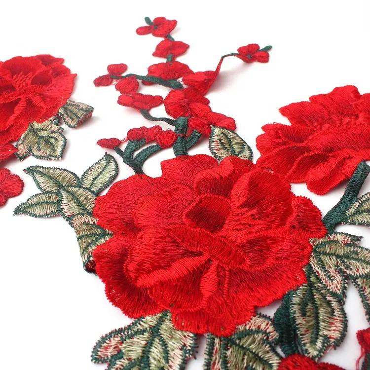 Parches encaje de coser en Soluble en agua 3D hermosa flor apliques bordados insignias para ropa