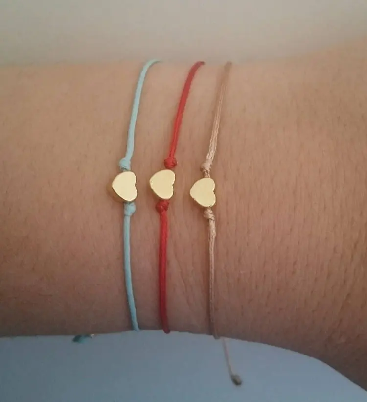 Zooying-Bracelet minimaliste à fil réglable pour femmes et hommes, Bracelet d'amitié en argent et en or avec un petit cœur infini