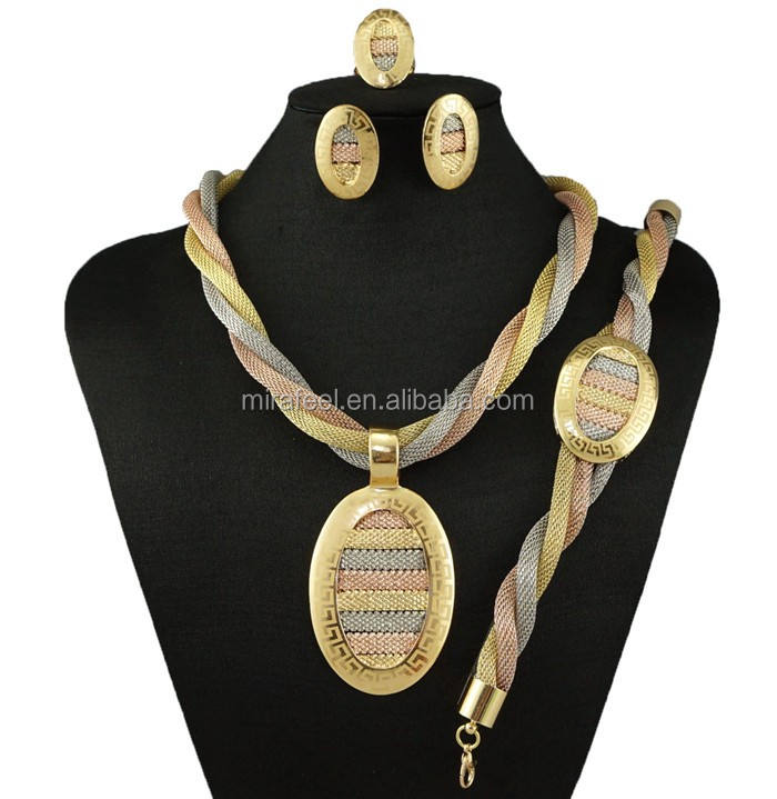 Three Color Gold Plated Fashionable Big Jewelry 