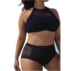 YSMARKET-Conjunto de Bikini de Talla Grande <span class=keywords><strong>para</strong></span> <span class=keywords><strong>Mujer</strong></span>, Traje de Baño de 2 Piezas, Color Negro, Ahuecado, 2 Piezas - Product Image 1