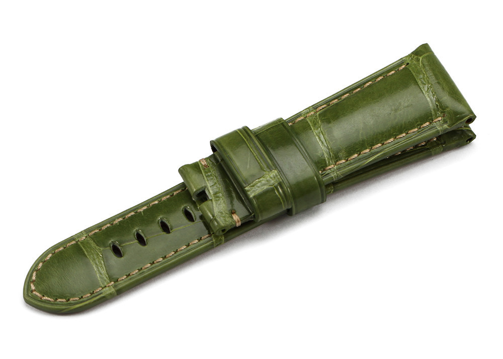 Vert Véritable Réel Aligator En Cuir Bracelet De Montre 24mm/22mm