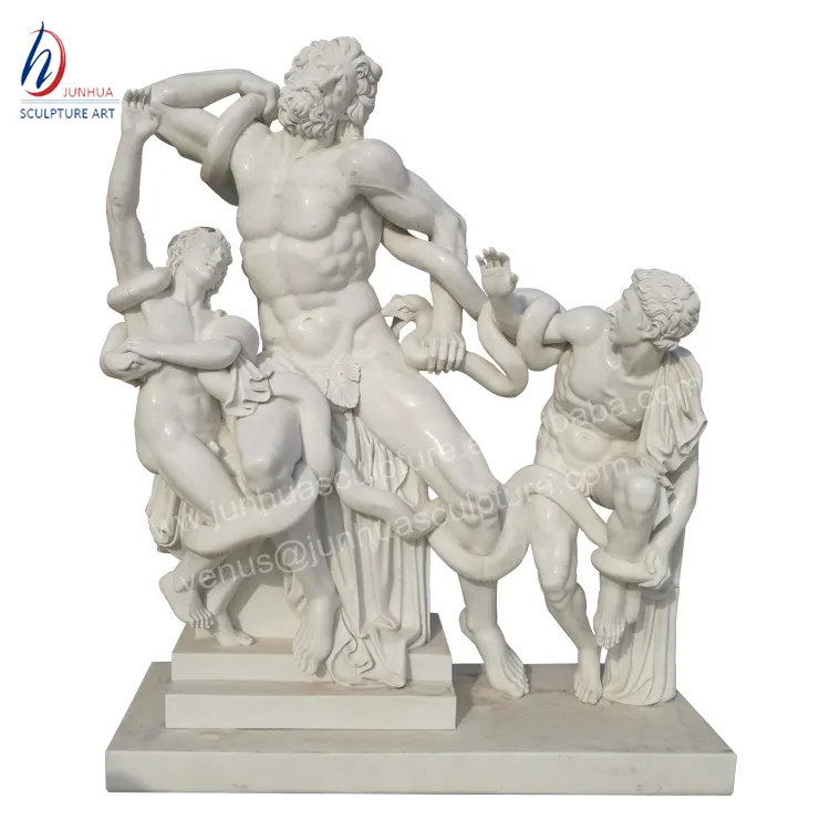 고대 생활 크기 돌 대리석 그리스 Laocoon 및 그의 아들 동상 조각