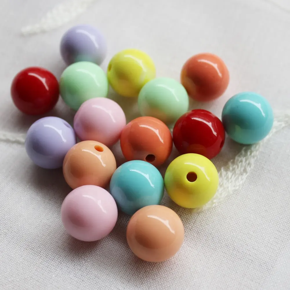 Perles acryliques semi-percées, couleur unie, pour la fabrication de bijoux, vente en gros, pièces, 16mm