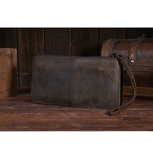 Nuova borsa pochette in pelle di cavallo pazzo retrò per uomo alla moda lungo portafoglio per cellulare - Product Image 2