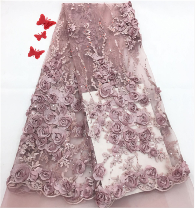 2018 модная 3d Вышивка Бисером кружевная ткань для женщин оптовая продажа