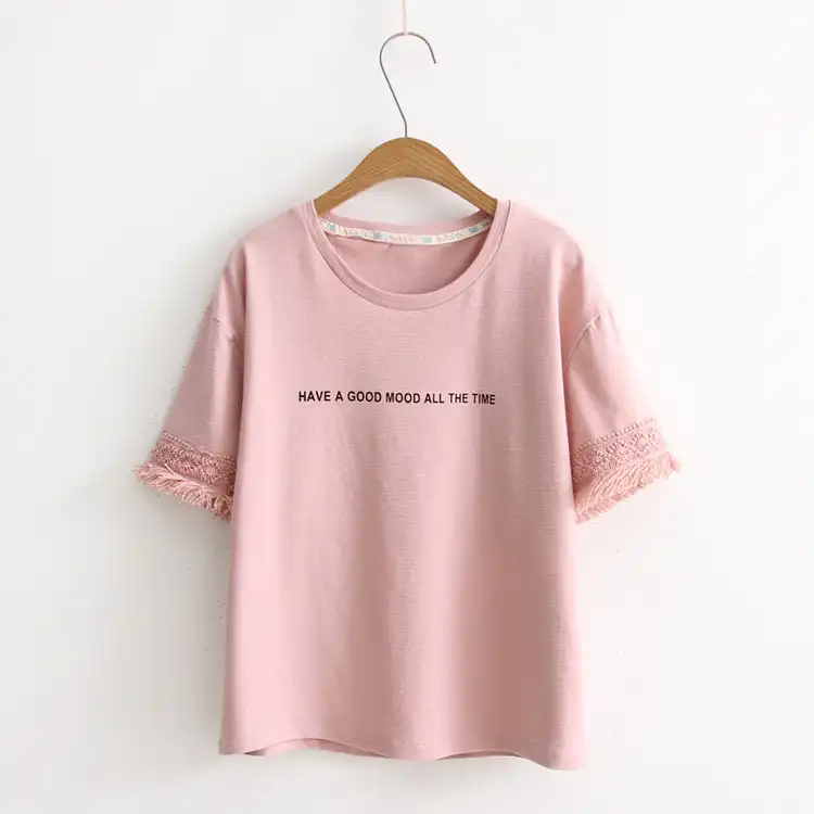 custom 100% cotton t shirt printing sexy printed pink tees t-shirt women casual tshirt