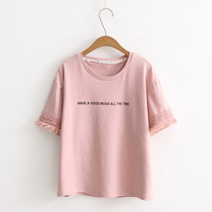 Custom 100% Cotton t Shirt Printing Sexy Printed <strong>pink</strong> Tees T-shirt <strong>Women</strong> Casual <strong>Tshirt</strong> - Product Image 1