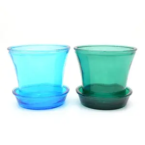 mini clear glass flower pot