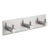 3 Hooks 304 Stainless Steel Self Adhesive Hook Heavy Duty Wall Waterproof Stick Bathroom Hangers