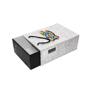 Cajas de cajones personalizadas con logotipo de moda de alta calidad, con cuerdas, cajas de zapatos Premium