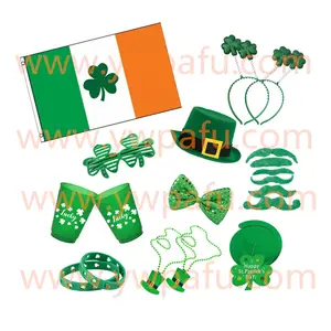 St. Patrick Day Costume Accessory Set St Patrick Hat Necklace Mustaches Bow Glasses Cups St Patrick Day Decorations