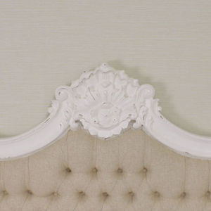 <b>Queen</b> <b>Size</b> White Antiqued French Rococo <b>Bed</b> Frame Solid Mahogany Wood Modern European Style Upholstery Home Hotel Bedroom Set - Product Image 3